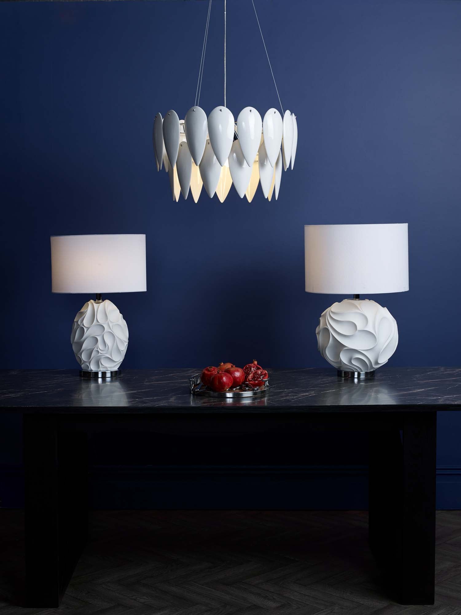 Phillipa 3 Light Centre Ceiling Light White Ceramic & Polished Chrome