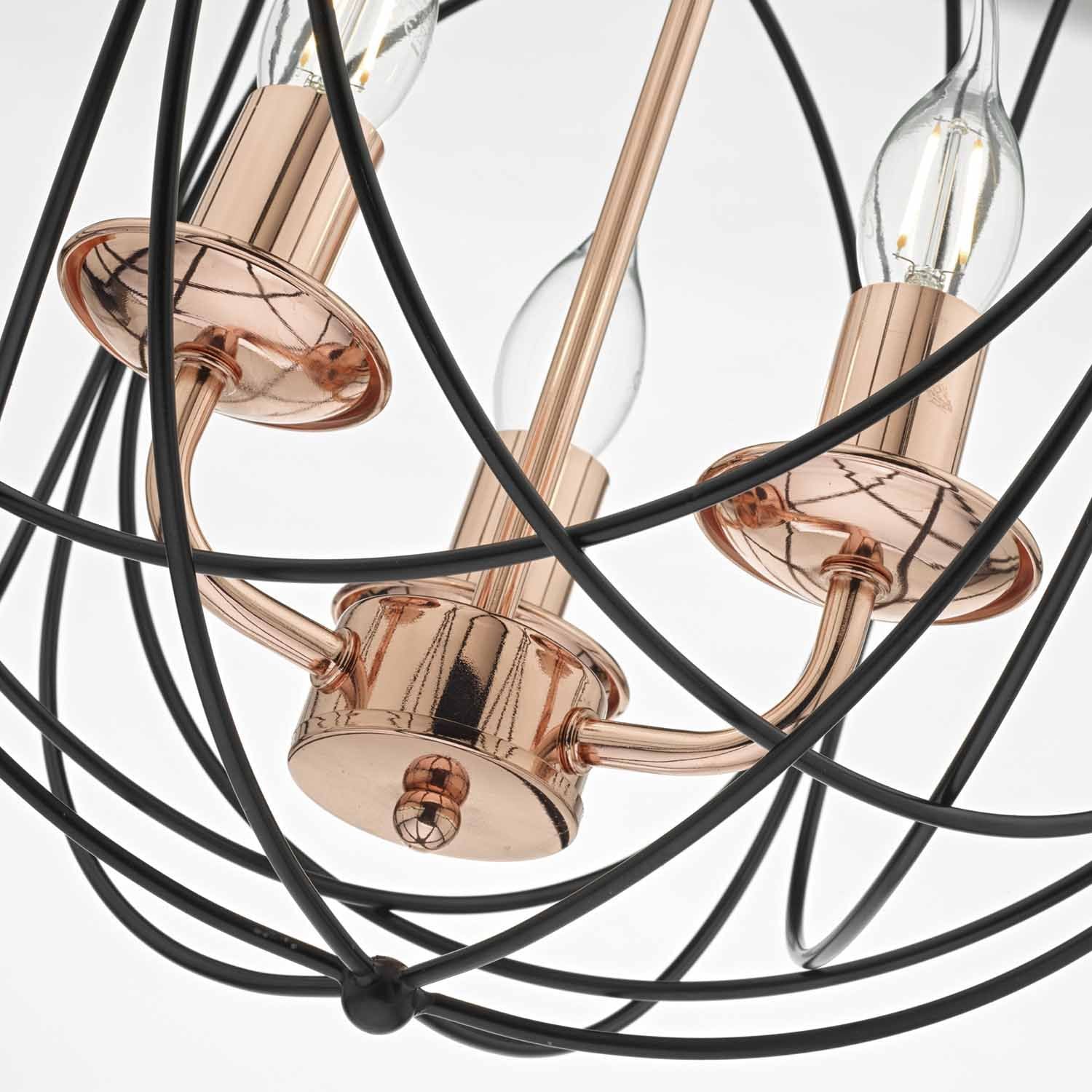 Phoenix 3/5Lt Centre Ceiling Light - Black & Copper Finish