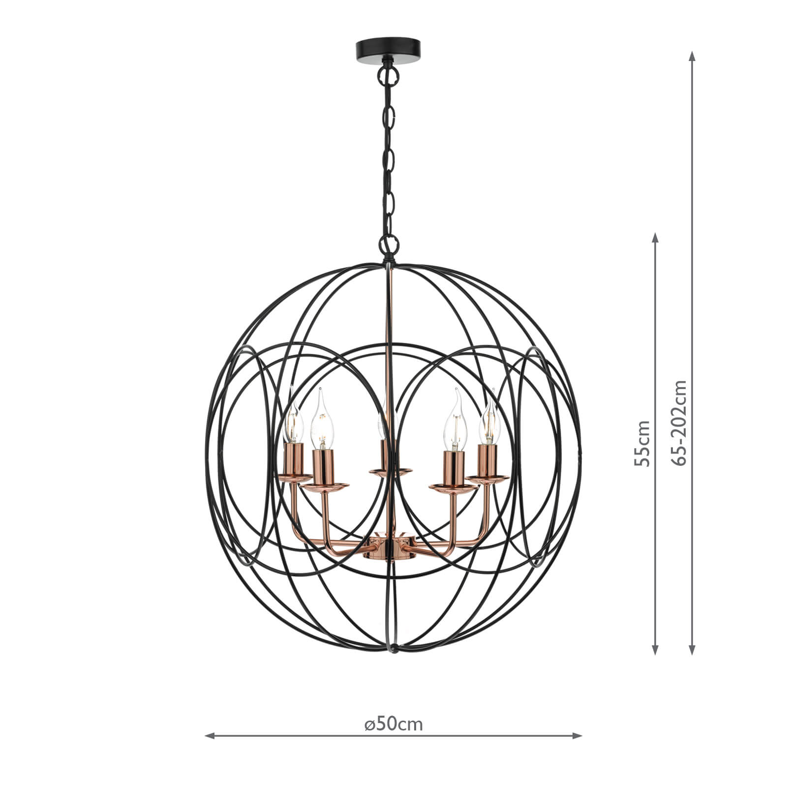 Phoenix 3/5Lt Centre Ceiling Light - Black & Copper Finish