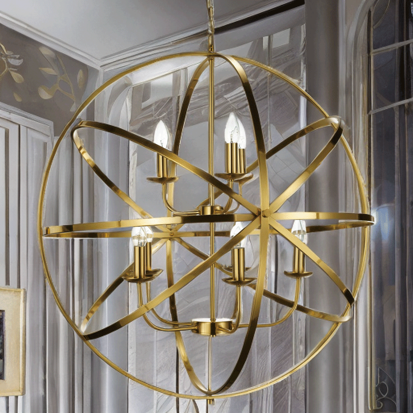 Moda 6/8Lt Centre Ceiling Light - Matt Brass/Satin Nickel/Antique Brass/Chrome Finish