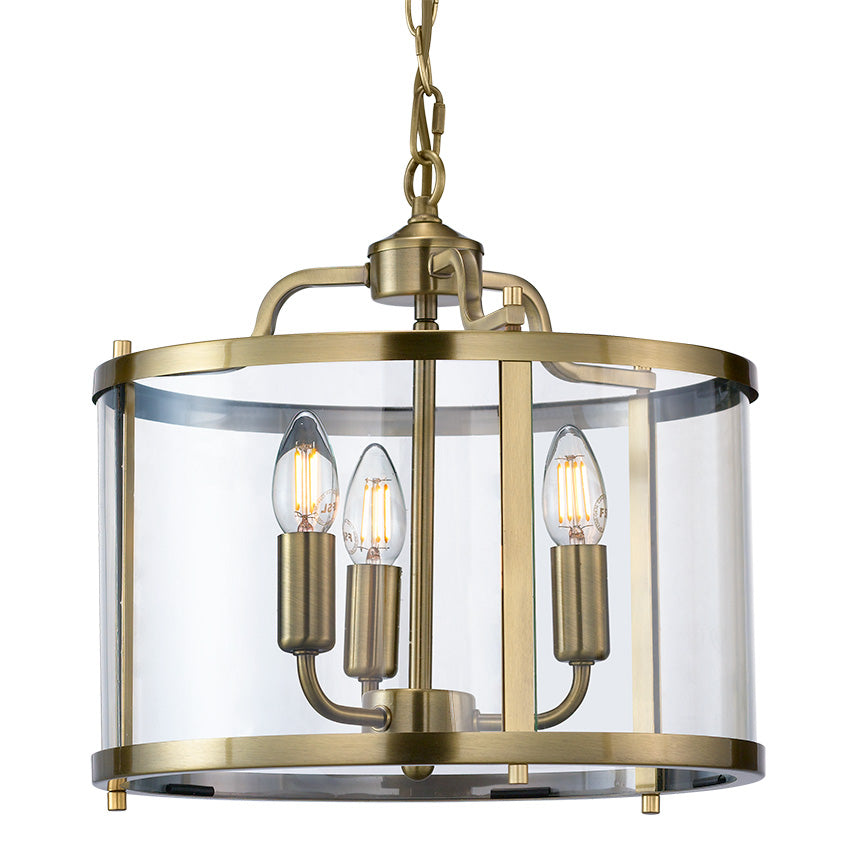 Zaros 3/5Lt Lantern- Antique Brass/ Polished Nickel Finish