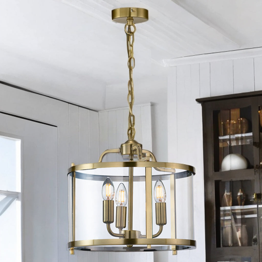 Zaros 3/5Lt Lantern- Antique Brass/ Polished Nickel Finish