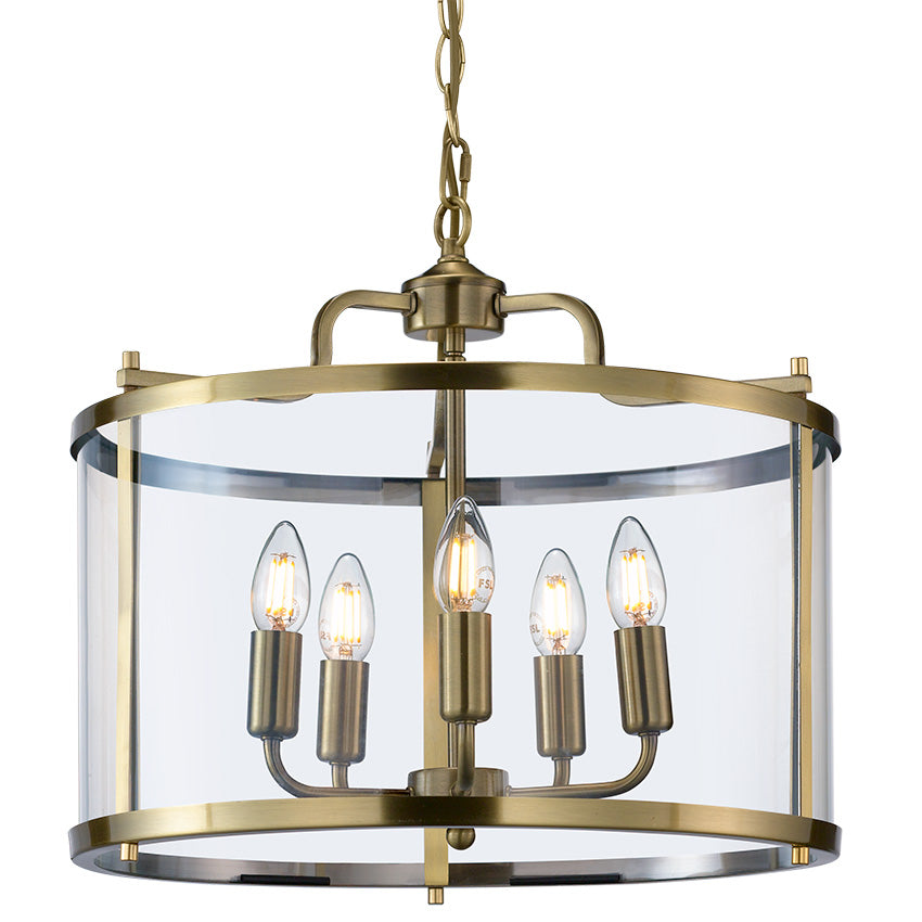 Zaros 3/5Lt Lantern- Antique Brass/ Polished Nickel Finish