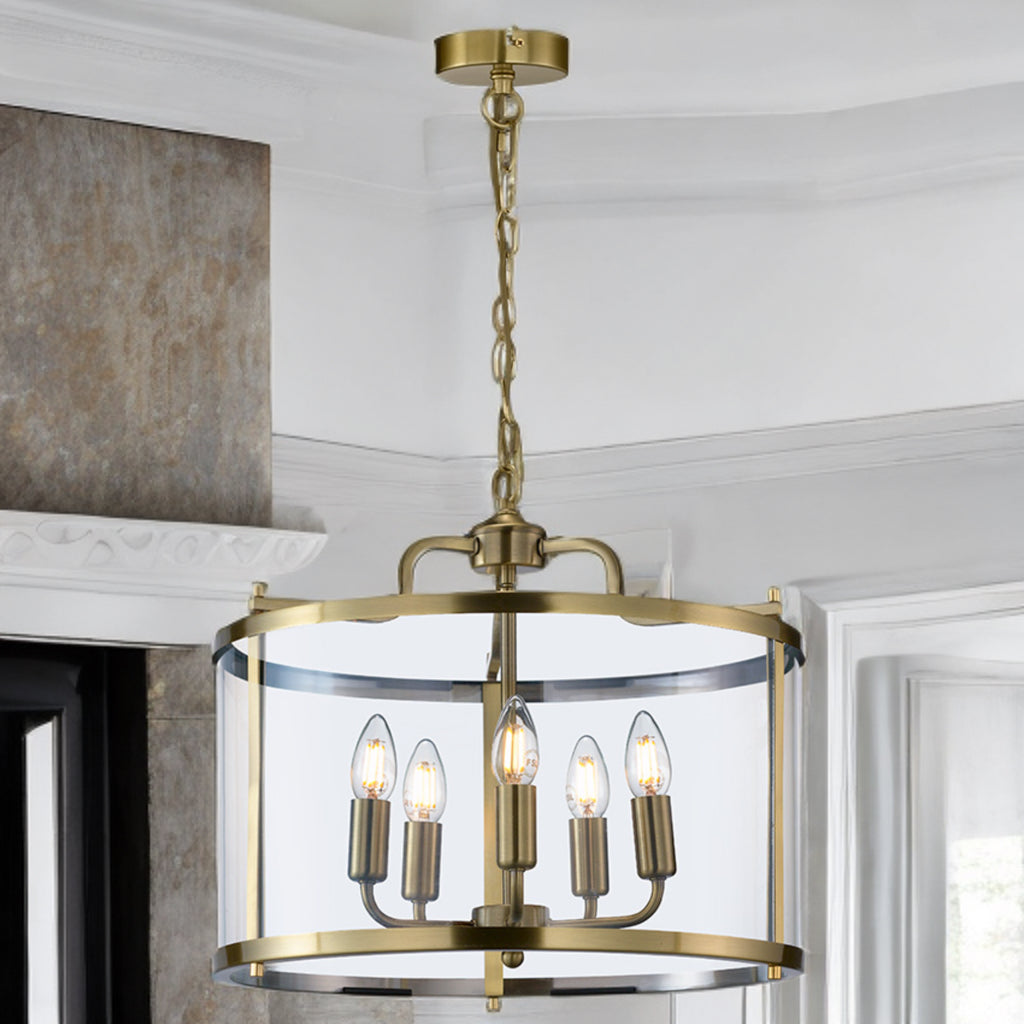 Zaros 3/5Lt Lantern- Antique Brass/ Polished Nickel Finish