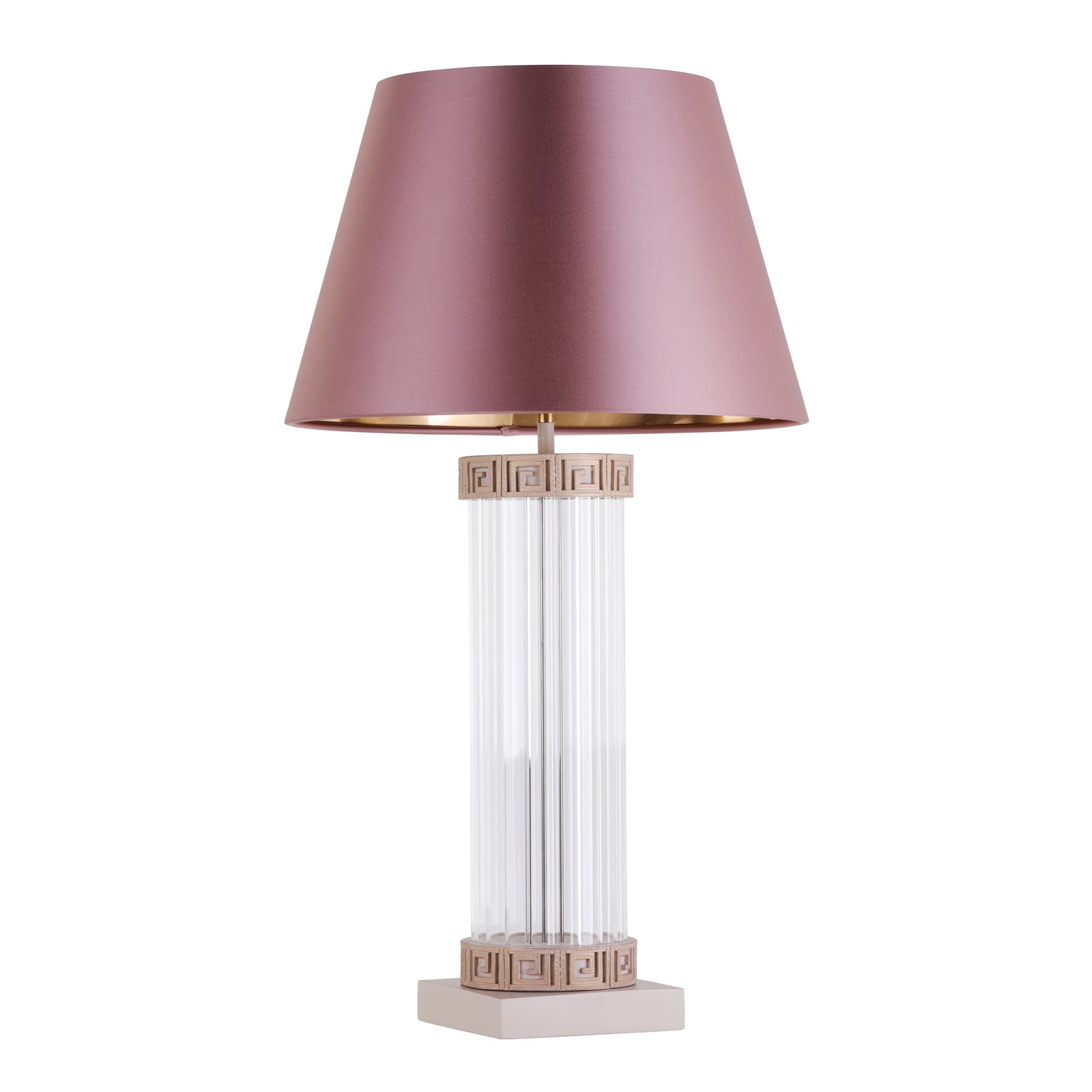 Plato Table Lamp Ribbed Glass And Cream & Gold Base Only E27