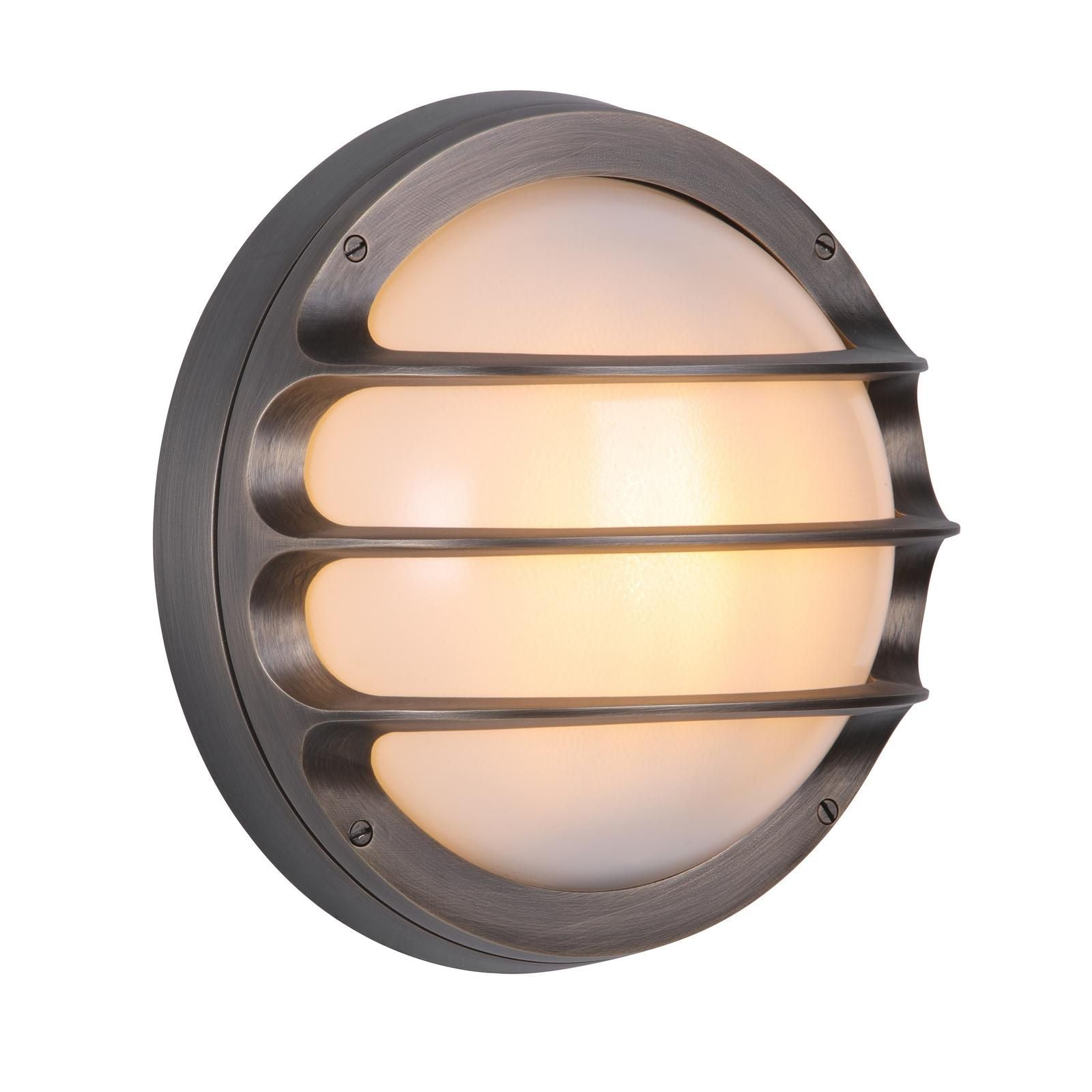 Plymouth Outdoor Wall Light IP64- Antique Brass/ Butter Brass and Opal Glass Finishes