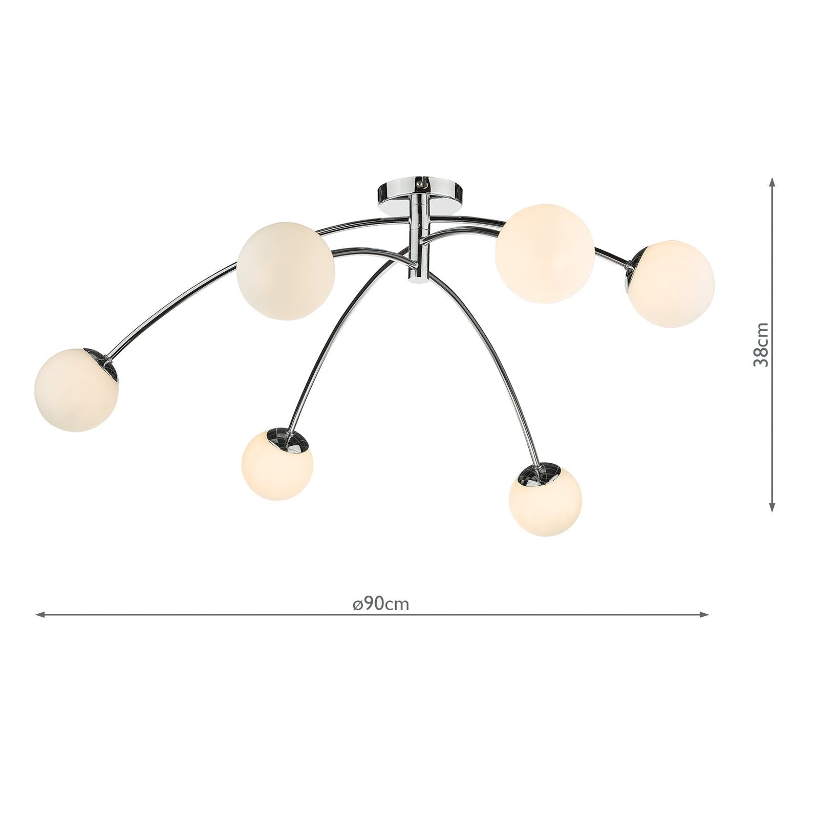 Puglia 6lt Semi Flush Polished Chrome Opal Glass