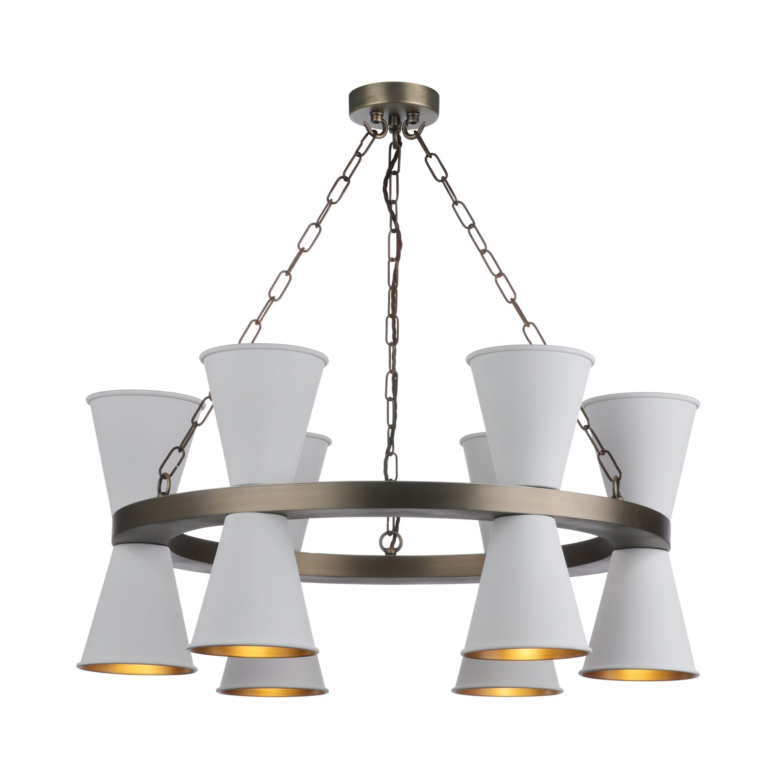 Putney 12 Light Multi-Arm Pendant In Antique Brass Comes With Bespoke Shades