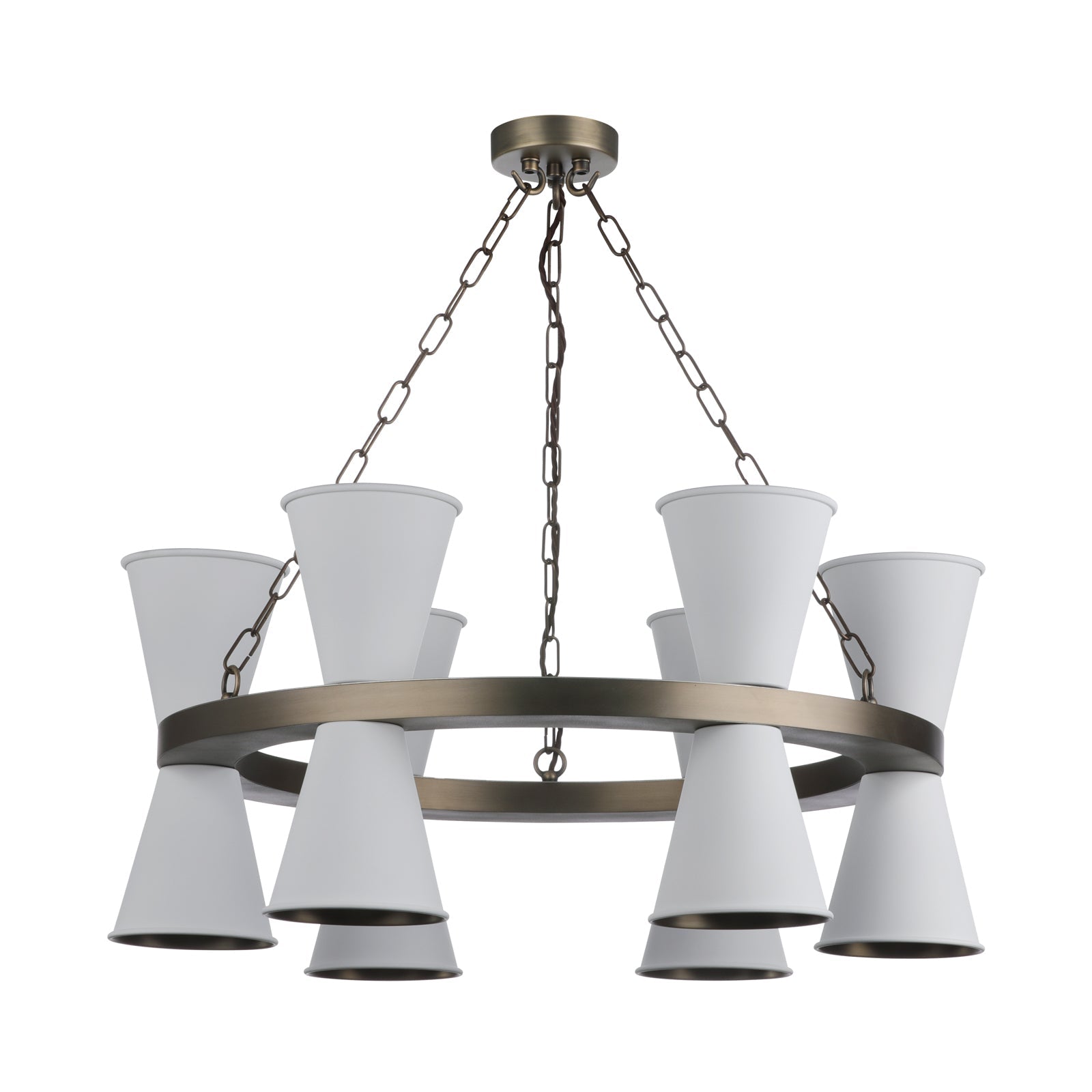 Putney 12 Light Multi-Arm Pendant In Antique Brass Comes With Bespoke Shades