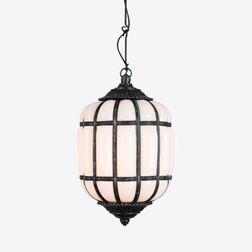 Battersea Opaline and Brass Hanging Lantern