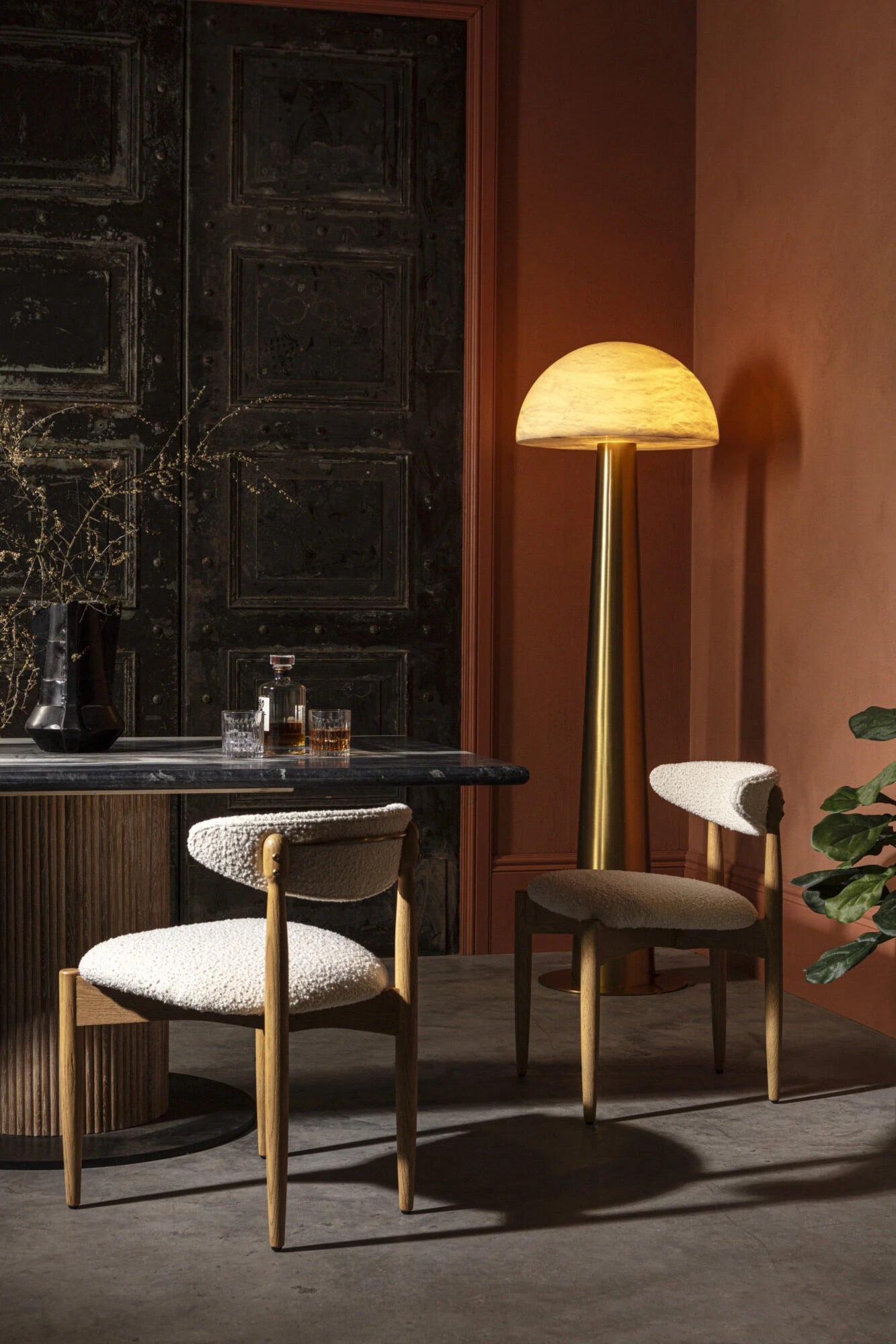 Alabaster and Brass Ava Floor Lamp