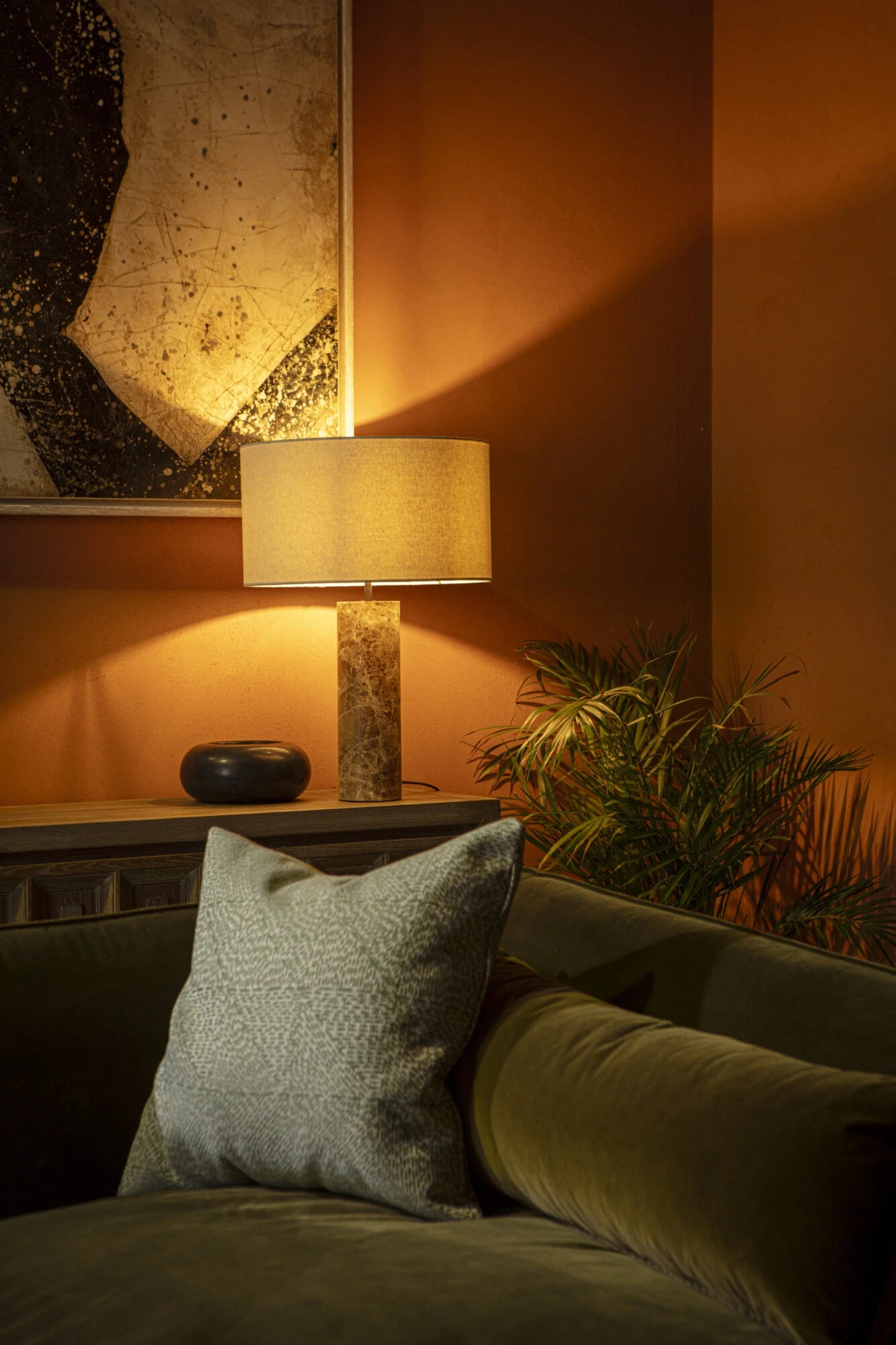 Cusco Marble Table Lamp- Green/ Beige w Various Shades