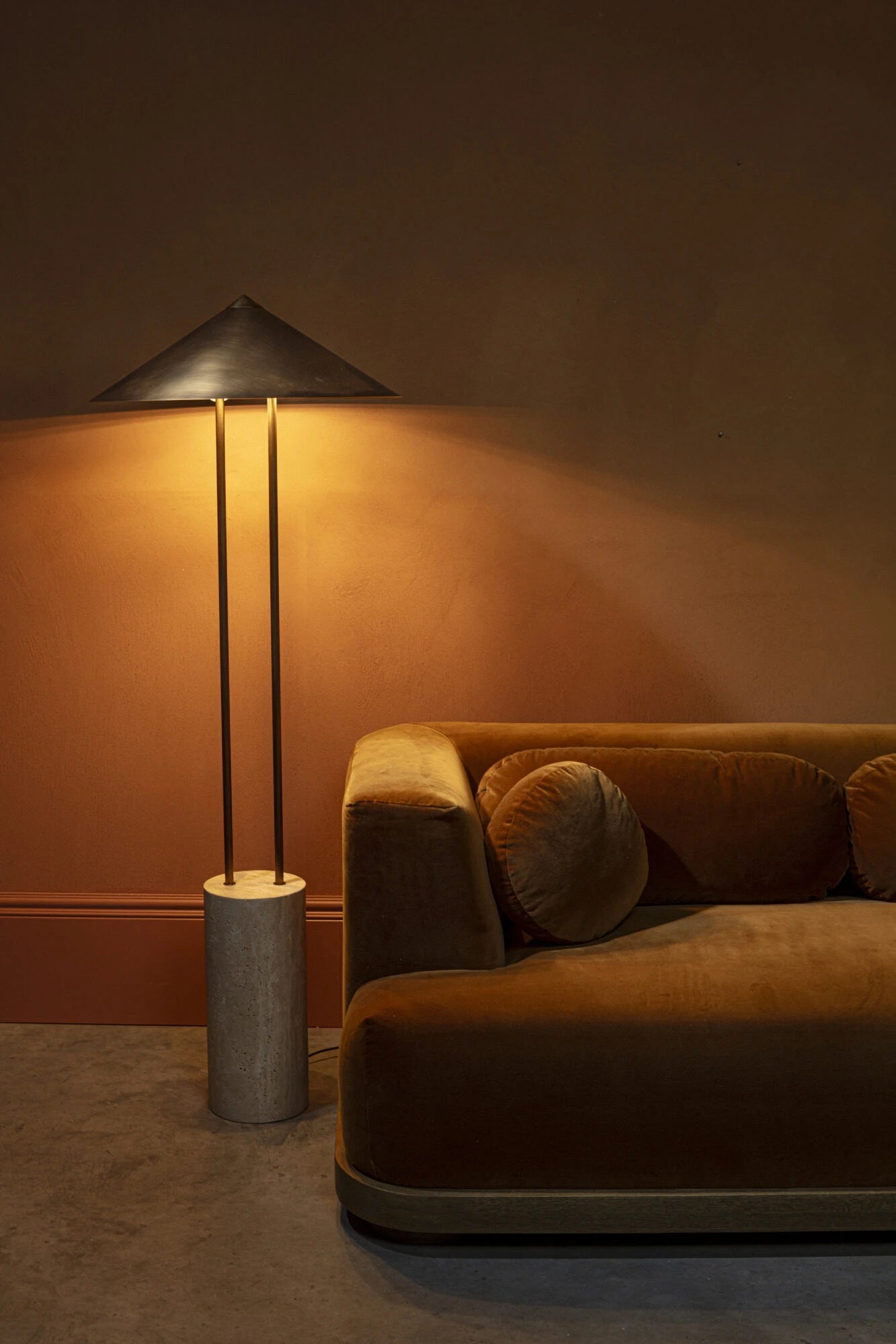 Titan Floor Lamp- Cream/ Black Marble Finishes