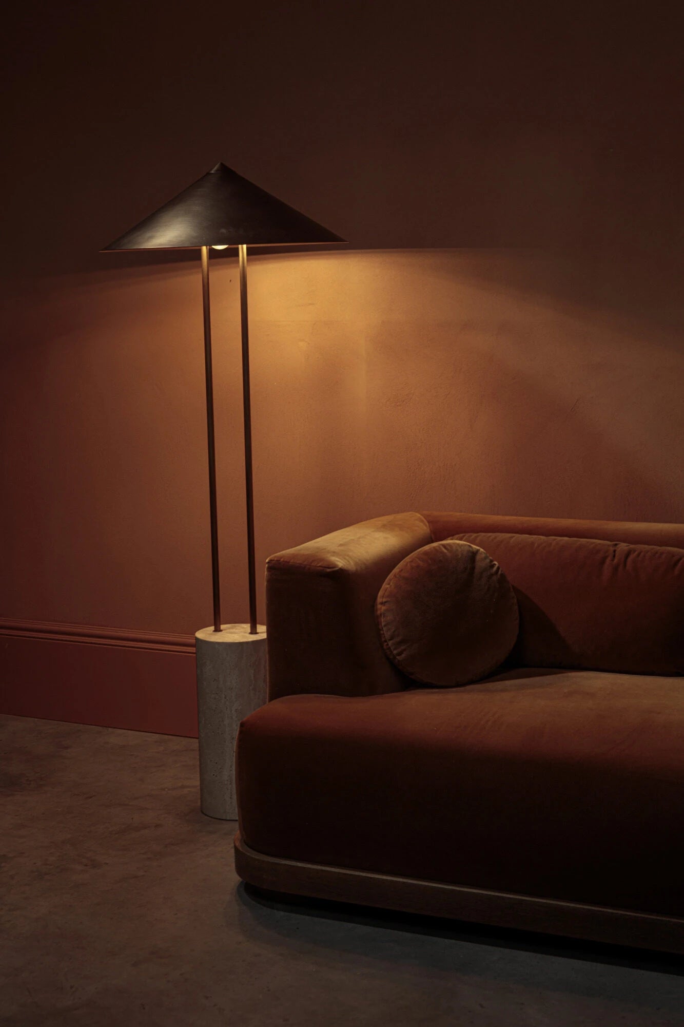 Titan Floor Lamp- Cream/ Black Marble Finishes