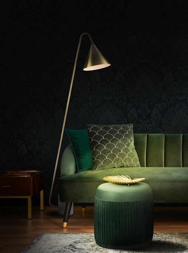 Casement Floor Lamp - Satin Brass/Matt Black