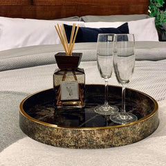 Mindy Brownes Palm Tree Tray - Gold & Black Finish