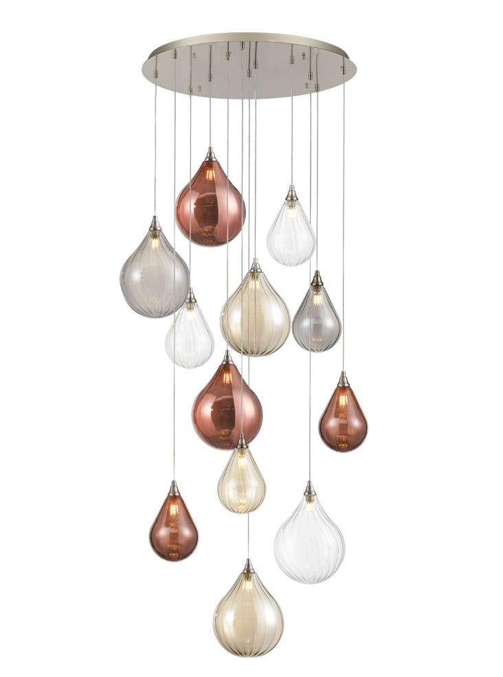 Perry / Galaxy 12Lt Cluster Light-  Aged Brass/ Satin Nickel