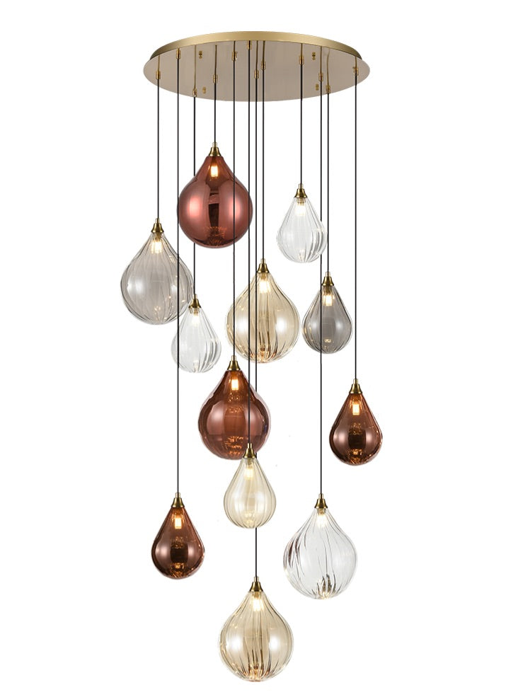 Perry / Galaxy 12Lt Cluster Light-  Aged Brass/ Satin Nickel