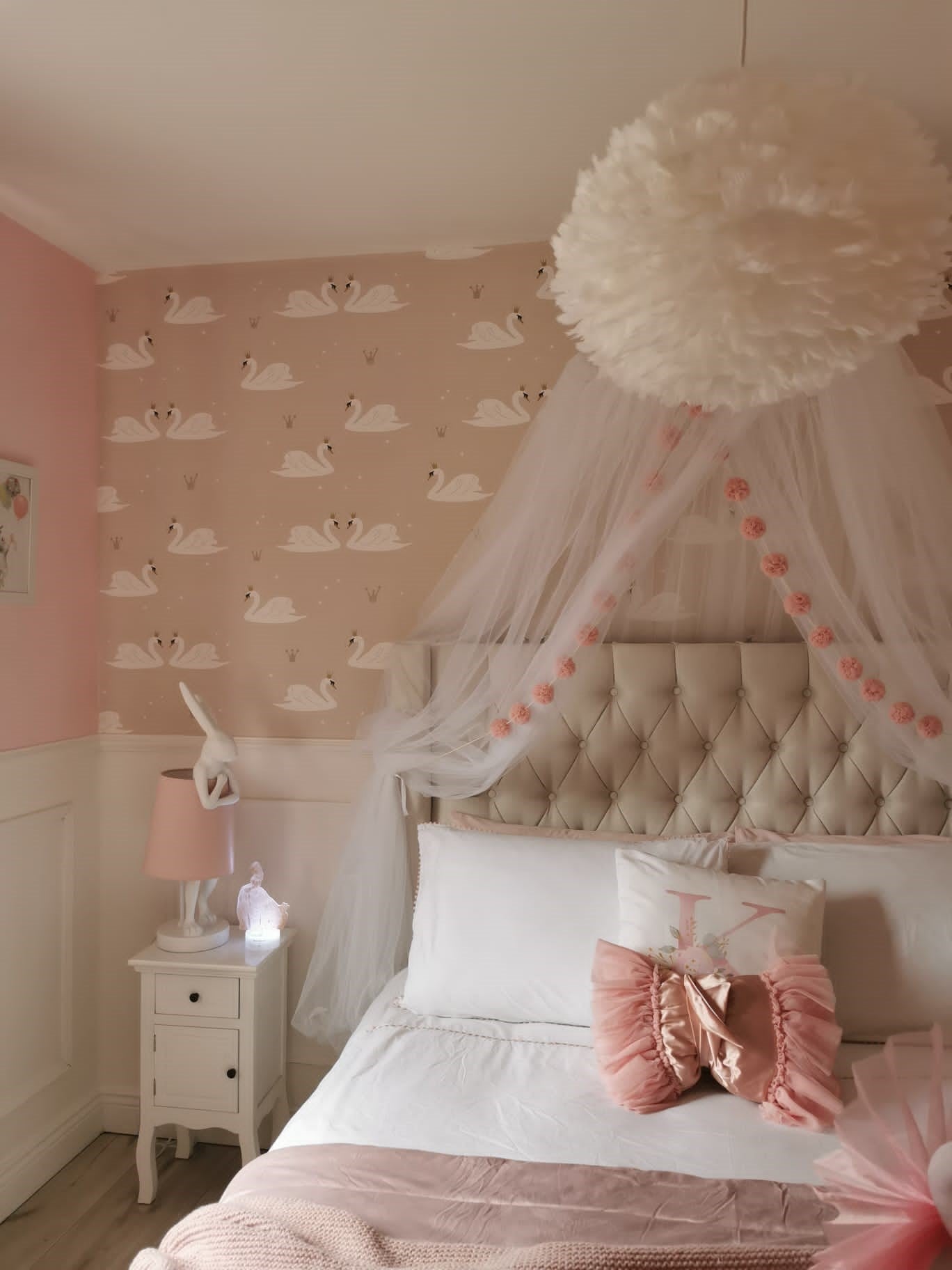 White Rabbit Pink Shade Table Lamp
