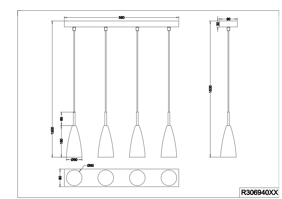 Farin 4Lt Linear Pendant - Nickel/Black