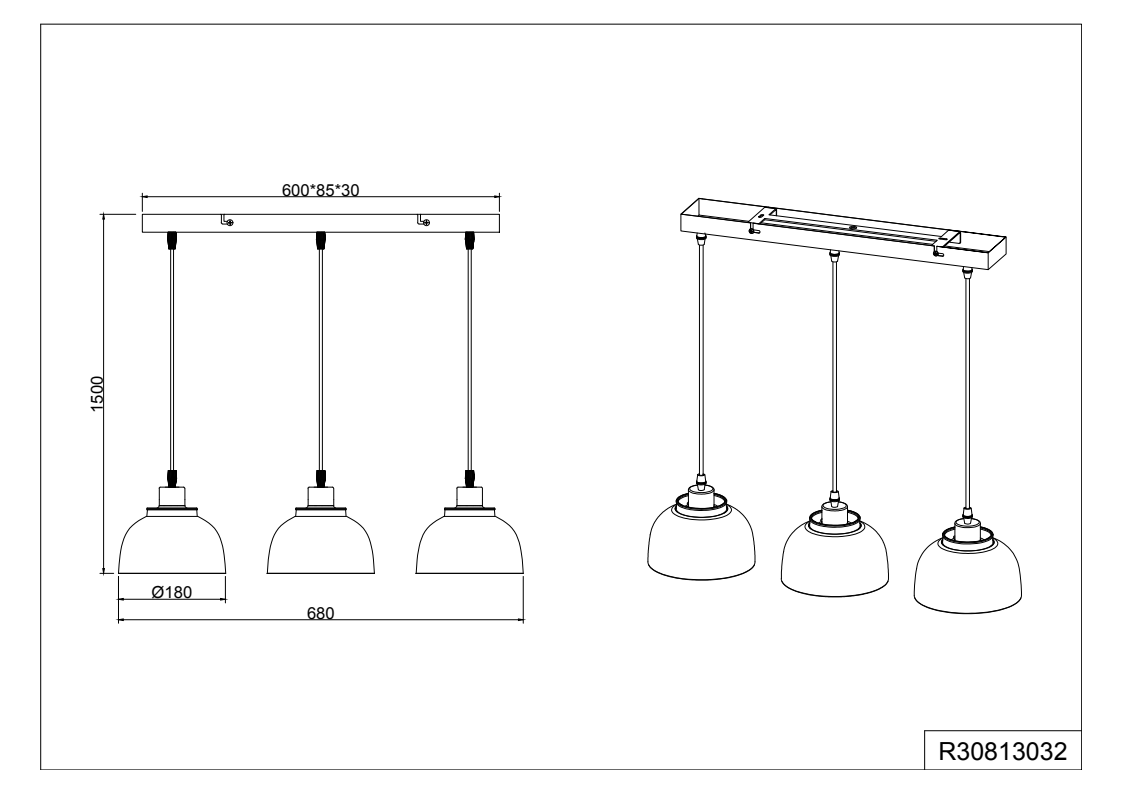 Punch 3Lt Linear Pendant - Black
