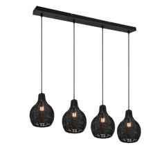 Sprout 4Lt Linear Pendant - Black/Natural Rattan