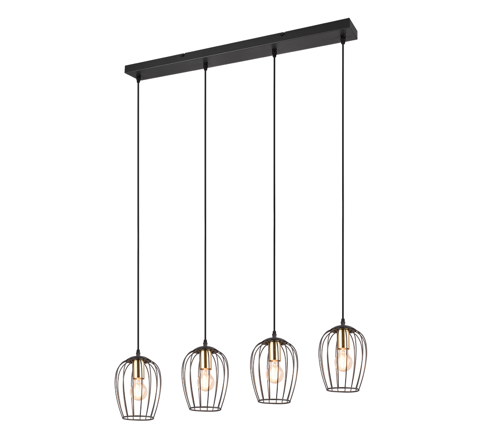Grid 4Lt Linear Pendant - Black