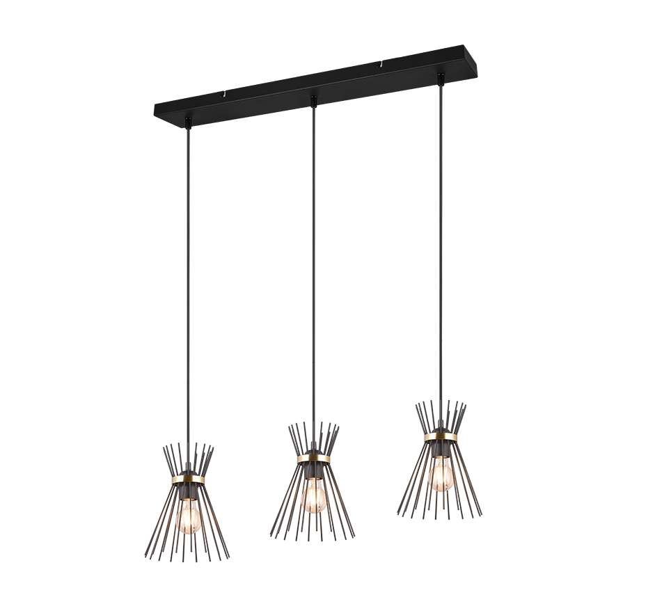 Rod - 3Lt Linear Pendant - Black