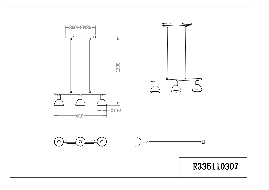 Dallas 3Lt Linear Pendant