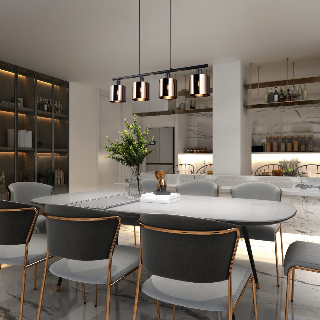 Jason 4Lt Kitchen Island Pendant - Gold/Bronze