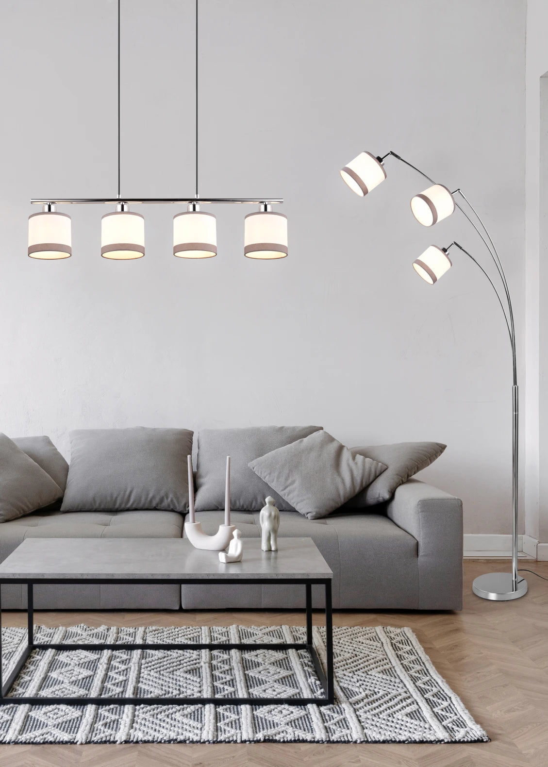 Davos Modern Floor Lamp - Chrome/Black