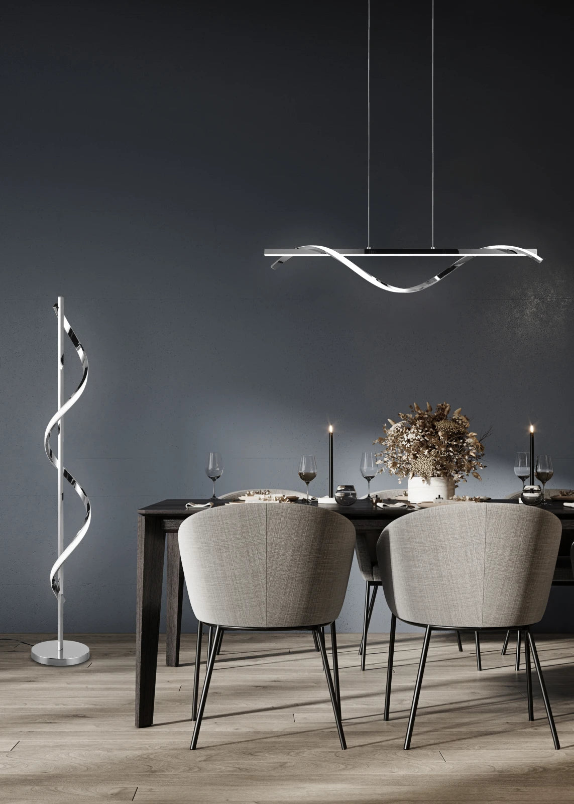 Isabel Modern LED Floor Lamp - Chrome