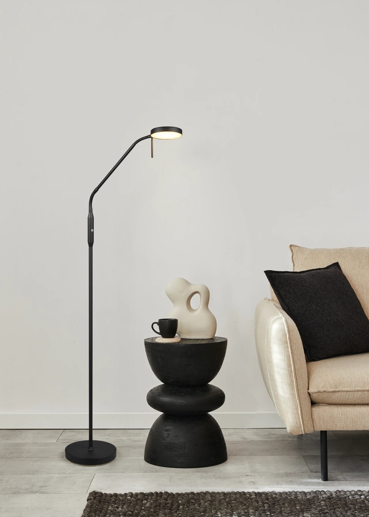 Moreno Task/Reading LED Floor Lamp - Nickel/Black