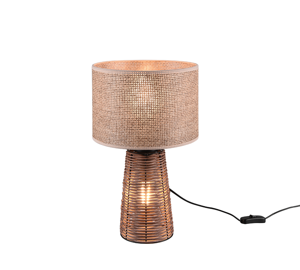 Straw Table Lamp - Natural Rattan