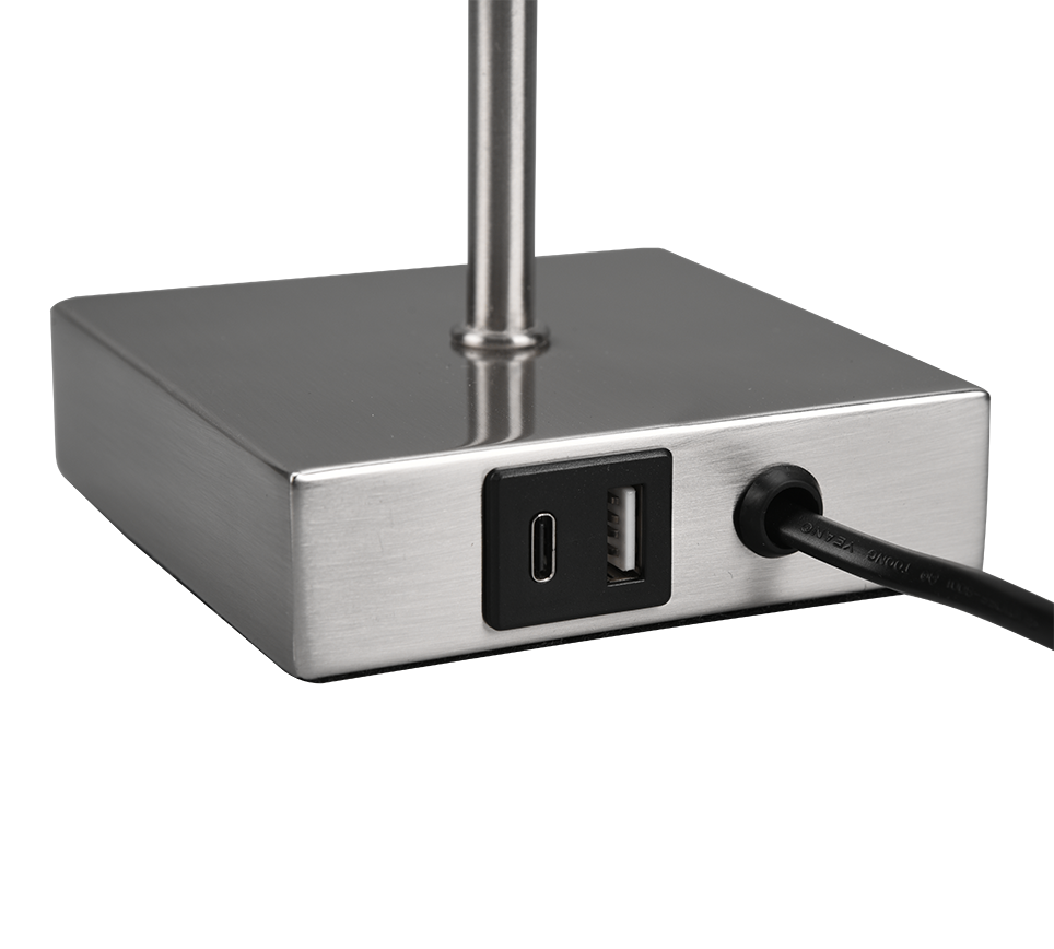 Ole Phone Charger Table Lamp - Nickel/Black