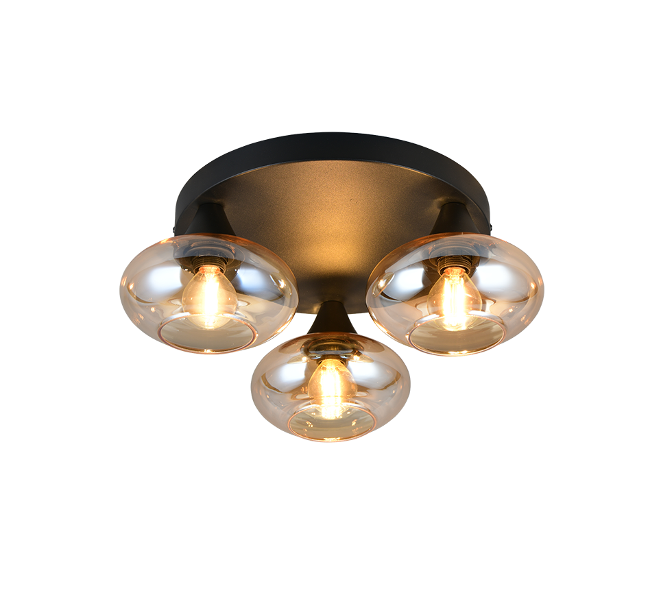 Divina 3/5Lt Ceiling lamp- Amber/ Smoke Finishes