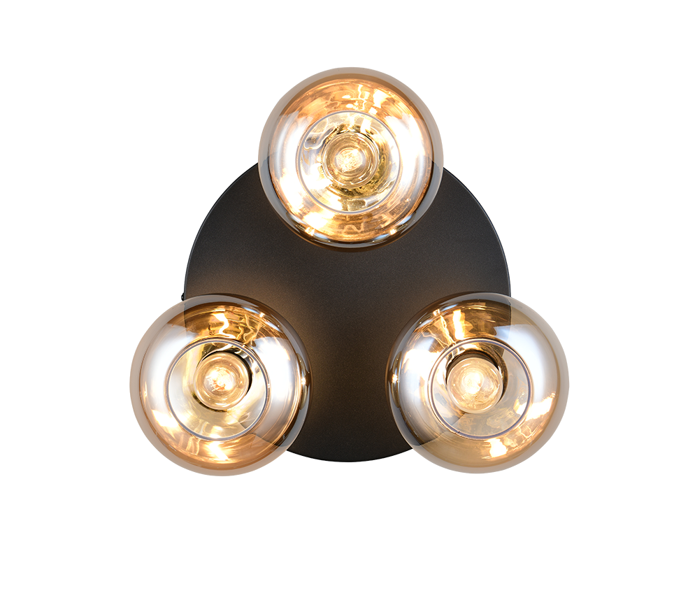 Divina 3/5Lt Ceiling lamp- Amber/ Smoke Finishes