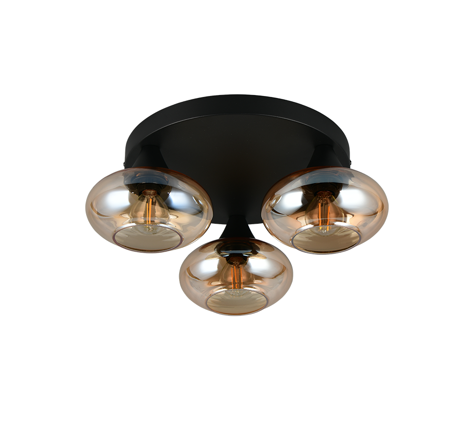 Divina 3/5Lt Ceiling lamp- Amber/ Smoke Finishes