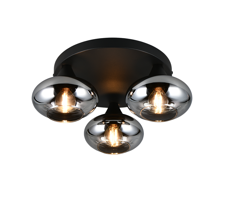 Divina 3/5Lt Ceiling lamp- Amber/ Smoke Finishes