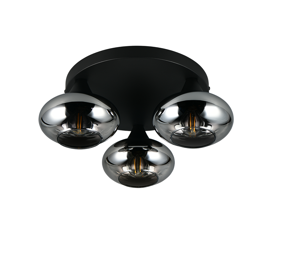 Divina 3/5Lt Ceiling lamp- Amber/ Smoke Finishes