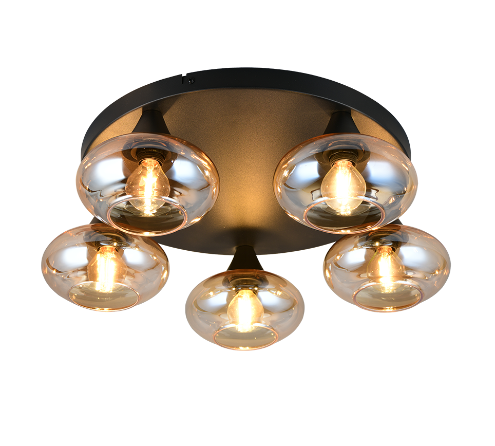 Divina 3/5Lt Ceiling lamp- Amber/ Smoke Finishes
