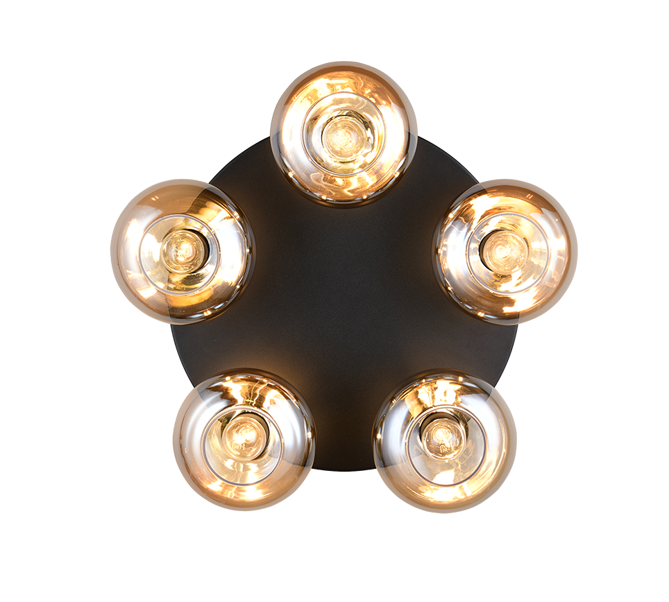 Divina 3/5Lt Ceiling lamp- Amber/ Smoke Finishes