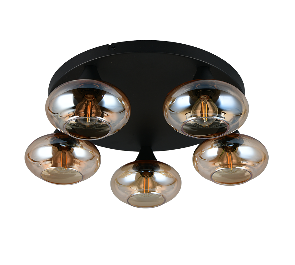 Divina 3/5Lt Ceiling lamp- Amber/ Smoke Finishes