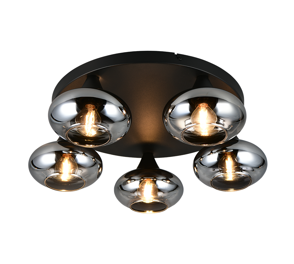 Divina 3/5Lt Ceiling lamp- Amber/ Smoke Finishes