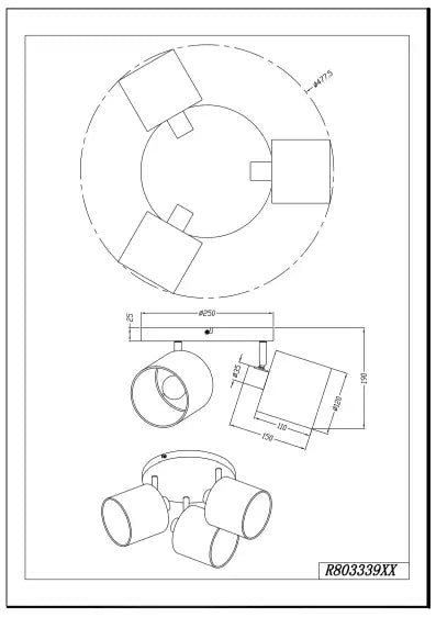 Tommy 3Lt Round Plate Spotlight - Various Finishes
