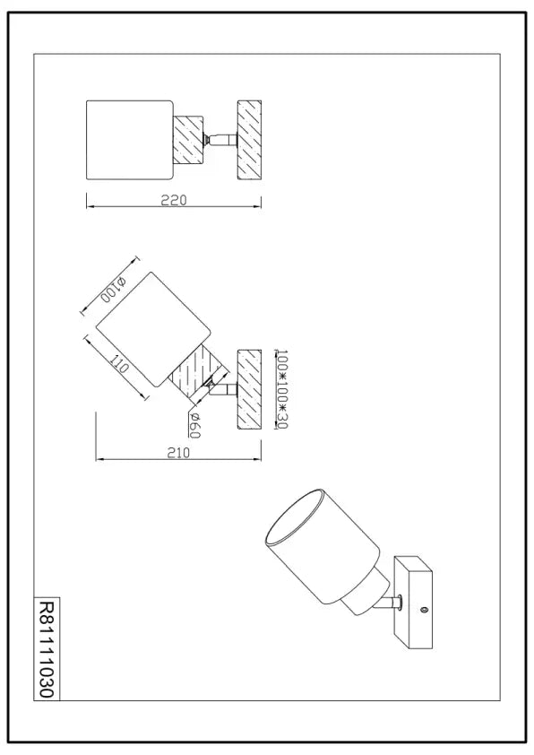 Assam Wall/Ceiling Spotlight - Wood Finish