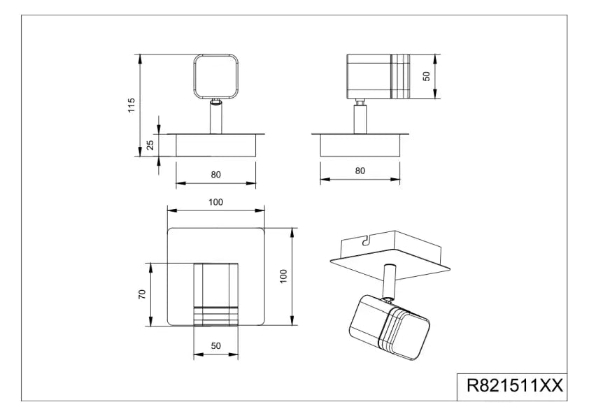 Roubaix Ceiling Spotlight - White/Nickel