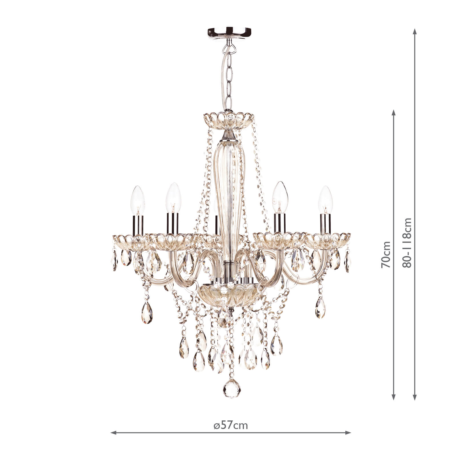 Raphael 5/8Lt Chandelier Champagne Crystal