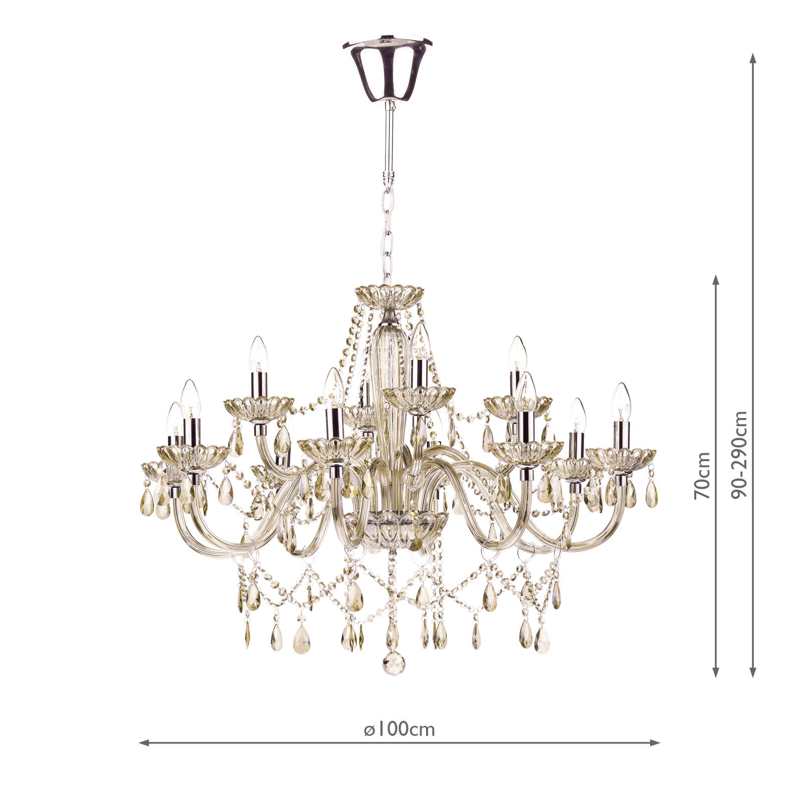 Raphael 12 Light Chandelier Champagne Crystal