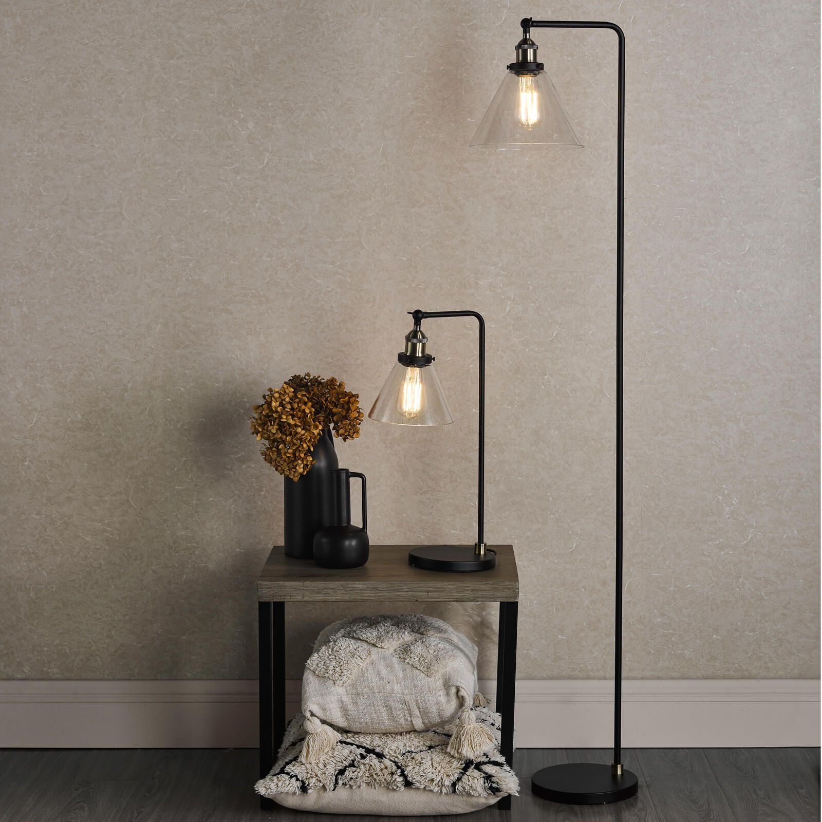 Ray Floor Lamp Antique Brass and Glass